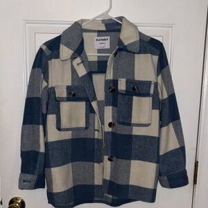Old Navy Blue and Cream Plaid Shacket/ Jacket